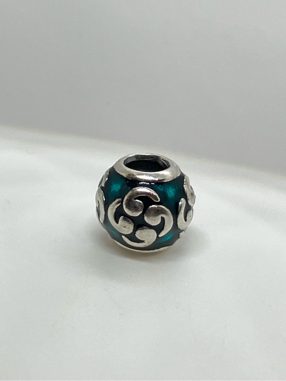 Pandora 925 ALE Teal Enamel Zen Symbol Sterling Silver Charm Bead | Retired